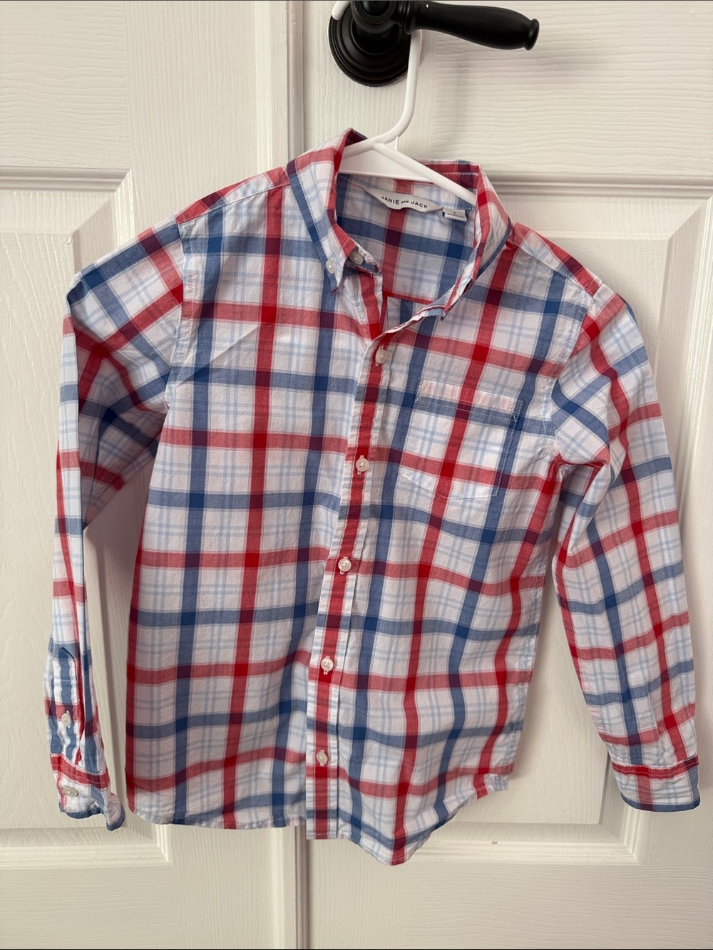 Janie and Jack Red, Blue & White Plaid Button-Down Shirt